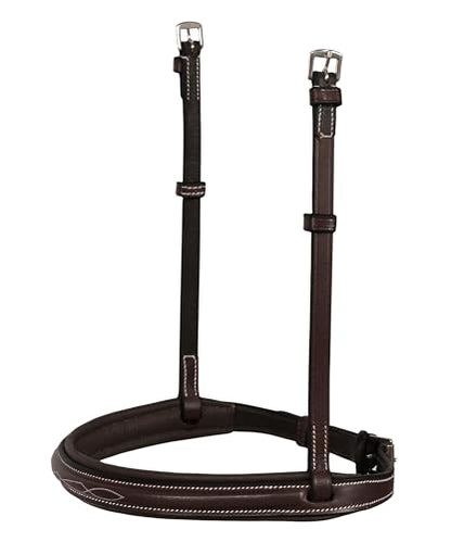 Exion English Hunter Bridle with Designer Stitched Browband & Hunter Noseband – Anatomical Mono Crownpiece, Padded Noseband, Rubber Reins – Horse, Cob, Pony, Oversize – Black, Havana, Oak Brown - color: Havana/ Choco Brown, size: Cob/Medium Size
