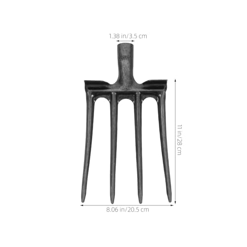 Mikikit Pitch Fork Replacement Head Four-Prong Garden Fork for Soil Loosening Ground Preparation Deep Turning Farming and Landscaping Heavy Duty Digging Tool 14.96 X 8.07 X 1.37 in