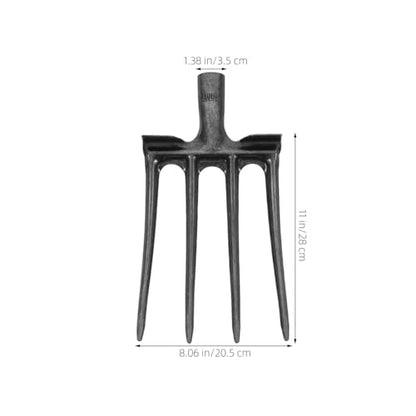 Mikikit Pitch Fork Replacement Head Four-Prong Garden Fork for Soil Loosening Ground Preparation Deep Turning Farming and Landscaping Heavy Duty Digging Tool 14.96 X 8.07 X 1.37 in