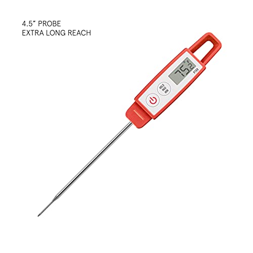 Lavatools PT09 Combo Pack Super-Quick Commercial Grade Digital Thermometer for Cooking, Meat, Candy, Candle, Liquid, Oil, 4.5" & 3" Probe, Splash Proof, °C/°F Toggle, Hold Function - Sambal - color: Sambal, size: Combo Pack