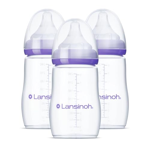 Lansinoh Anti-Colic Baby Bottles, 8 Ounce, 3 Count - size: 1 Count (Pack of 3), style: 8 Ounce