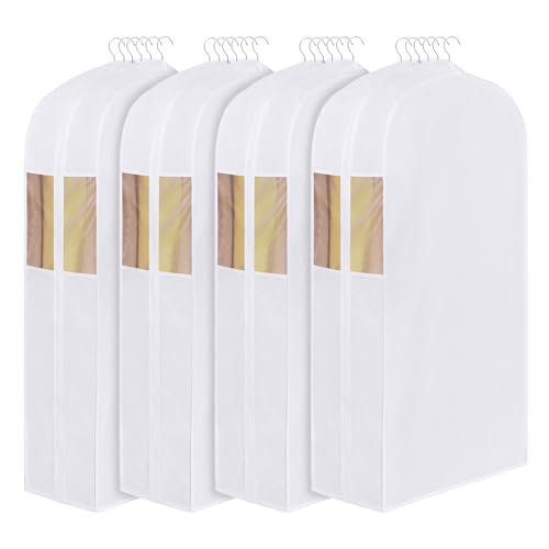 Univivi 50 Inch Cotton Hanging Clothes Bag for Storage 4 Pack, White - size: 50 Inch - 4 Pack