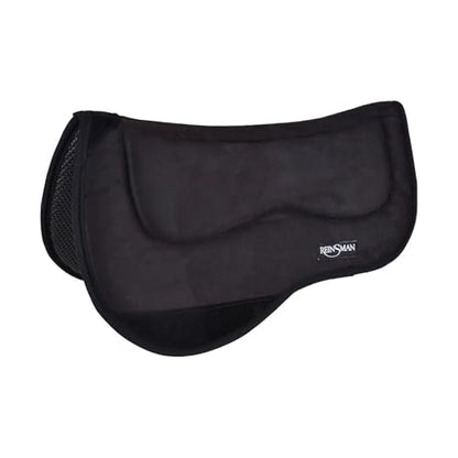 Reinsman M2 Lite Contour Trail Pad with Breathable Non-Slip Tacky Too Bottom - Shock-Absorbing Moisture-Wicking Quick-Dry Cushioned 30" L x 34" D Horse Saddle Pad - color: Black Microsuede