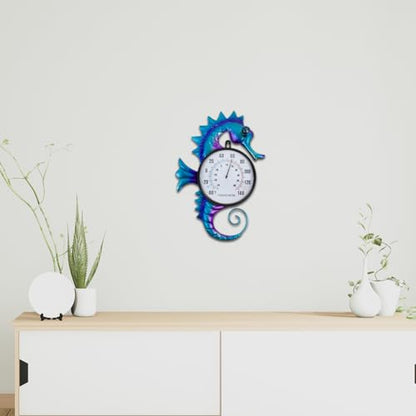 14" Seahorse Outdoor Thermometer No Need Battery - color: Blue Seahorse