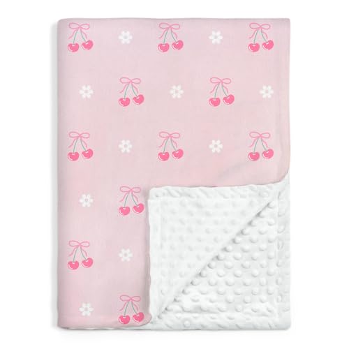 SANDJEST Cherry Minky Blanket 30 x 40 Inches, Gift for Christmas Birthday - color: Cherry