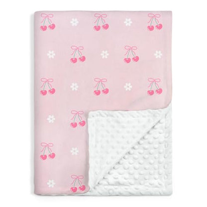 SANDJEST Cherry Minky Blanket 30 x 40 Inches, Gift for Christmas Birthday - color: Cherry
