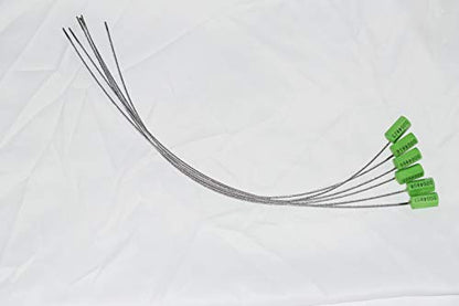 Green Pull-Tite Steel Security Cable Wire Seals 15.75'' Long Numbered Anti-Tamper Security Tags 50 Pcs