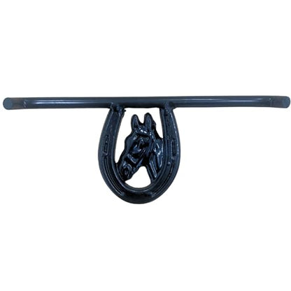Intrepid International Horseshoe with Horsehead Barn Door Latch - Heavy-Duty Steel Hardware Included, Rust-Resistant Design, Black