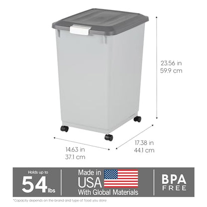 IRIS USA Dog Food Storage Container, 2-Pack, Up to 54 lbs, Gray/Dark Gray - color: Gray/Dark Gray, size: 54 lbs - 2 Pack