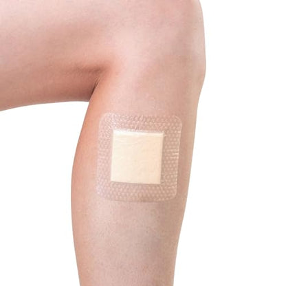 MEDSTOCK Silicone Foam Dressing with Border, 3"x3" (Pack of 10), Wound Care, Super Absorbent, Atraumatic Removal, Five Layers, Waterproof, Seals Wound Edges, No Adhesion Loss - size: 3"x3" (Pack of 10)