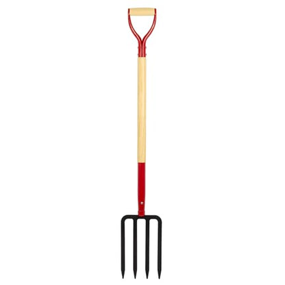 Heavy Duty Garden Fork for Digging, 4 Tines Pitch Fork for Gardening Compost, Garden Pitch Fork with Wooden Handle, 45 Inches
