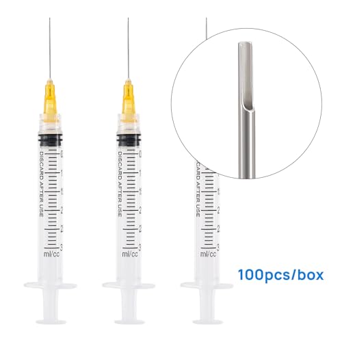 JMU 100 Pcs Dental Irrigation Syringes 3cc with 25G - size: 3ML 25G