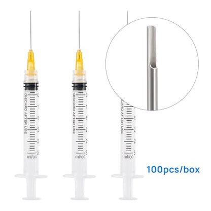 JMU 100 Pcs Dental Irrigation Syringes 3cc with 25G - size: 3ML 25G