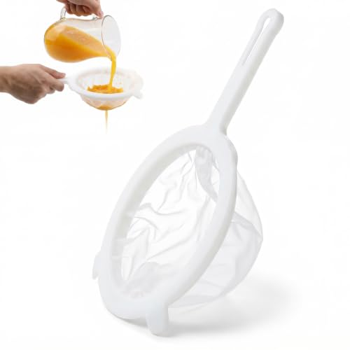 Ultra Fine Mesh Strainer with Handle & Resting Tabs, 200 Mesh 7.1", Plastic Fine Strainer for Liquids, Nylon Juice Filter, Small Sieve for Kefir Grains, Soy/Nut Milk, Yogurt, Tea, Coffee, Honey - size: 200 Mesh 7.1"