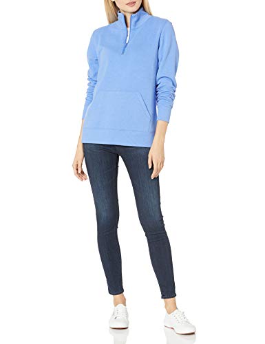 Amazon Essentials Women's Long-Sleeve Fleece Quarter-Zip Pullover Sweatshirt, Kangaroo Pocket (Available in Plus Size) - color: Blue Heather, size: Medium