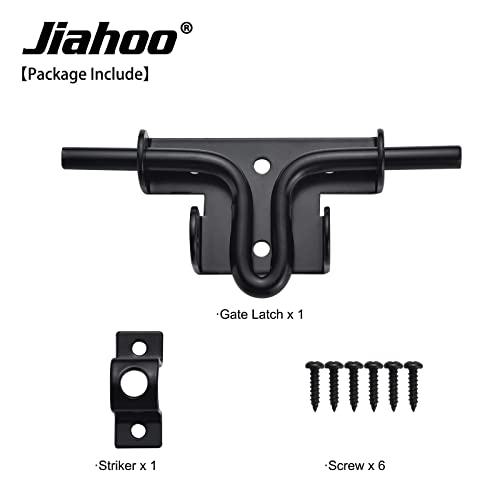 JIAHOO Slide Bolt Gate Latch, Heavy Duty Door Lock with Padlock Hole, Sliding Bolt Latch Hardware for Wooden Fence, Shed Door, PVC Fence, Barn Door, Thickened Steel, Black Finish - style: Slide Bolt Latch