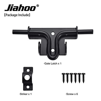 JIAHOO Slide Bolt Gate Latch, Heavy Duty Door Lock with Padlock Hole, Sliding Bolt Latch Hardware for Wooden Fence, Shed Door, PVC Fence, Barn Door, Thickened Steel, Black Finish - style: Slide Bolt Latch