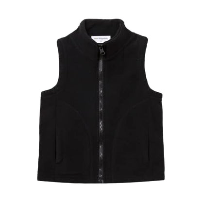 Mud Kingdom Boys Girls Polar Fleece Vest Jacket Ligntweight Plain Vest Full Zipper Sleeveless - color: Black, size: 2T