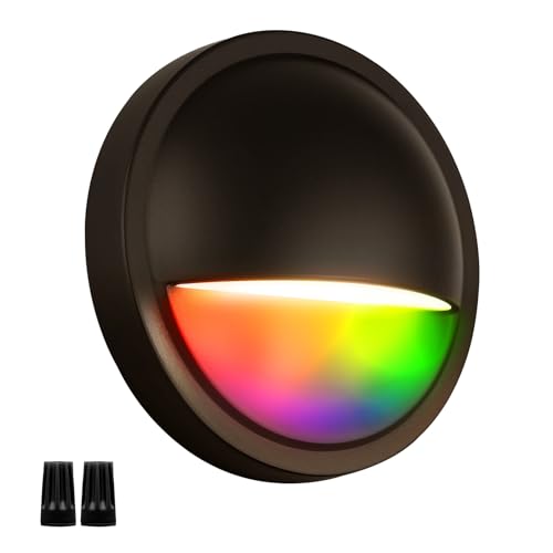 RGB LED Deck Lights Low Voltage Outdoor for Surface Mount | 3W 12-24V AC/DC Wired Color Changing Landscape Lighting for Deck Fence Post Step of Christmas Decorations, Bronze, 12PK - size: 1PK, style: RGBCW Bronze