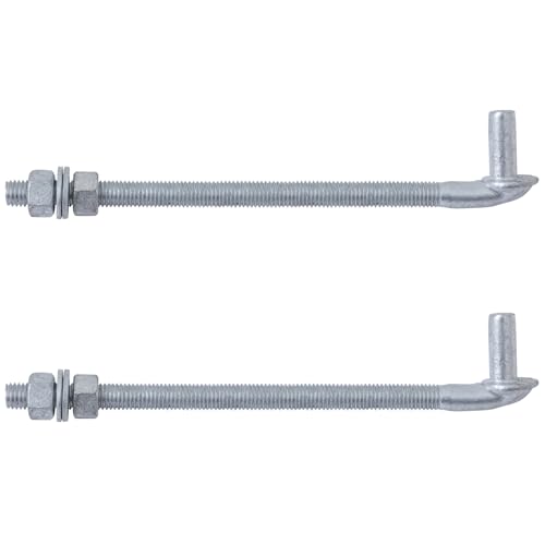 VIVIDA 12" J Bolt Gate Hinge, 5/8" Gate Bolt Post Hinge, 2-Pack | Galvanized Gate Bolt Post Hinge, Chain Link Fence Gate Hardware, Nuts & Washers Included - size: 12" (2 PCS)