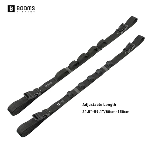 Booms Fishing VRC Vehicle Rod Carrier, Car Fishing Rod Holder, 2 Nylon Straps Adjustable Range 31.5 "-59", Fishing Pole Roof Rack Store 5 Poles Max, For vehicles with 4 Roof Grab Handles Only
