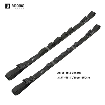 Booms Fishing VRC Vehicle Rod Carrier, Car Fishing Rod Holder, 2 Nylon Straps Adjustable Range 31.5 "-59", Fishing Pole Roof Rack Store 5 Poles Max, For vehicles with 4 Roof Grab Handles Only