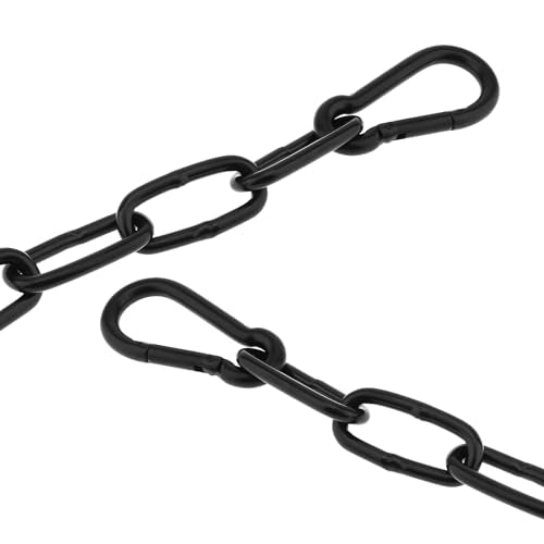 39 inch Gate Chain Lock with Both-Ended M5 Carabiners,Chain Dia 4 mm,Black - size: 39" x 5/32"