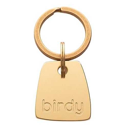 Solid Brass PET TAG - Modern, Minimal Pet IDs. Durable, Lifetime Tags with deep Cut Text. Includes Space for Two Phone Numbers. (Bell) - style: Bell