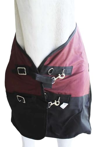 CHALLENGER 1200D Turnout Waterproof Rain Light-Weight Sheet Horse Blanket - color: Burgundy/Black, size: 76"