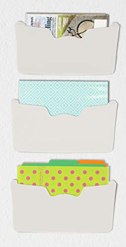 Simple Houseware White Wall Mount Single Pocket Hanging File Holder, 3-Pack - color: White, size: 3 Pack