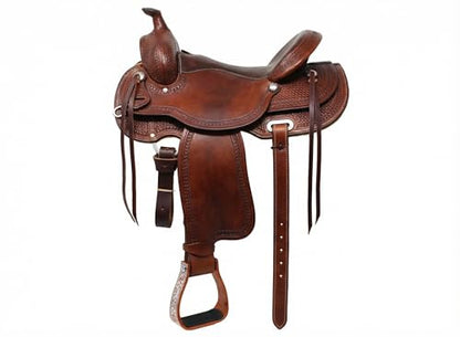 Horse Western 5" Barrel Racer Engraved Aluminum Angled Show Stirrups 51140 - color: Bronze