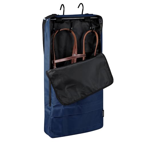 Harrison Howard Bridle/Halter Bag – Waterproof 600D Horse Tack Storage, Hanging Organizer with Multi-Hook Design, Protects Bridles & Reins-Navy - color: Navy