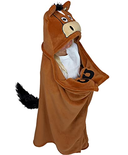 Lazy One Wearable Hooded Blanket for Kids, Animal Hooded Blanket (Horse, Brown) - color: Horse Blanket Hooded Blanket