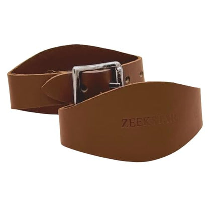 Pair of Leather Stirrup Hobble Straps Adjustable Replacement Straps for Western Saddles with Stainless Steel Buckle Closure - color: Brown
