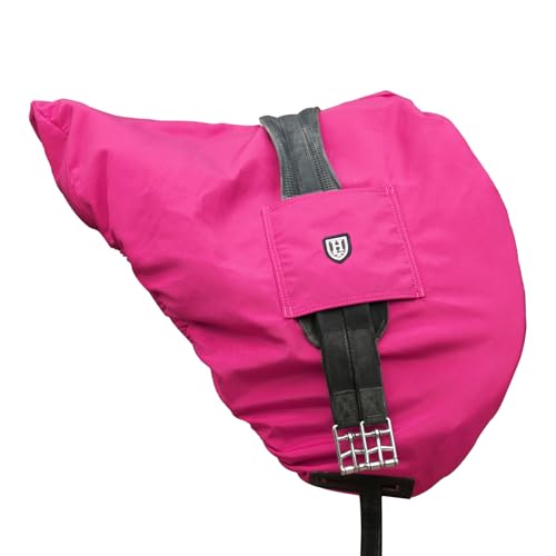 Harrison Howard Premium English Saddle Cover, Waterproof & Breathable Fleece-Lined Protective Saddle Cover - color: Magenta, size: Dressage-One Size