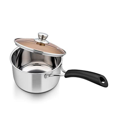Herogo 1 Quart Saucepan with Lid, 18/10 Stainless Steel Small Sauce Pan Pot, 1Qt Saucepan for Gas Electric Stove Top Camping, Healthy & Rust Free - size: 1 Quarts