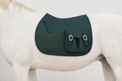 CHALLENGER Horse Quilted English All-Purpose Trail Saddle Pad Hunter Green w/Pockets 7286