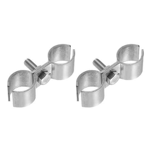 HARFINGTON 2pcs Chain Link Fence Panel Clamps 1" Stainless Steel Dog Kennel Clamps Fence Connector Temporary Dog Cage Hardware Parts with Bolts and Nuts for Round Pipe Panel - size: 1"