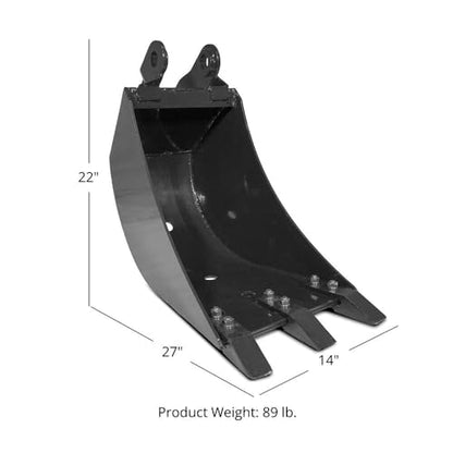Titan Attachments 14in Wide Backhoe Bucket, 3-Carbon Steel Teeth, Hydraulic Tilt Backhoe & Excavator Attachment - size: 14"