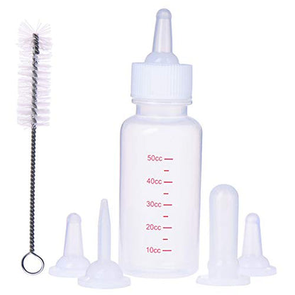 DoubleWood Pet Nursing Bottle Kits Nursing Bottle Kits Replacement Nipple Cat Feeding Bottle for Newborn Kittens, Puppies, Rabbits, Small Animals