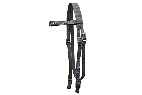 Tahoe Tack Overlay Printed Nylon Western Browband Headstall with Matching Split Reins 1 Year Warranty - color: Paisley, size: Full Horse