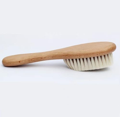 Wooden Handle And Super Soft Goat Hair, Soft Baby Brush For Newborns And Toddlers