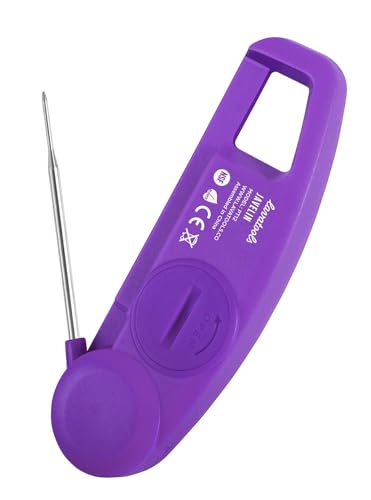 Lavatools Javelin® Ultra-Fast 3-Second Digital Instant Read Meat Thermometer for Grill and Cooking, 2.75" Probe, Compact Foldable Design, Large Display, IP65 Water Resistant, NSF Certified – Ube - color: Ube