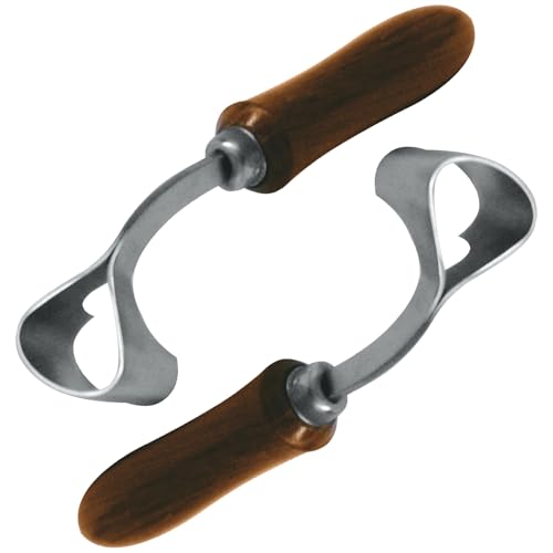 7 Inch Swiss Hoof Knife Double Edged – Stainless Steel Curved Blade Farrier Tool with Round Wooden Grip, Multipurpose Hoof Trimming Knife for Livestock. (Right Hand) - style: Swiss Hoof Knife