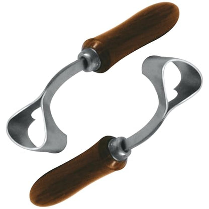 7 Inch Swiss Hoof Knife Double Edged – Stainless Steel Curved Blade Farrier Tool with Round Wooden Grip, Multipurpose Hoof Trimming Knife for Livestock. (Right Hand) - style: Swiss Hoof Knife