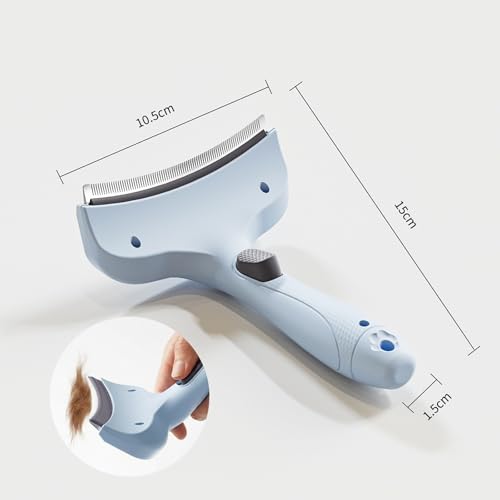 Professional Pet Deshedding Brush for Loose Undercoat Fur, Pet Grooming Comb for Long & Short Haired Dogs Cats, Gentle Skin Friendly - color: blue