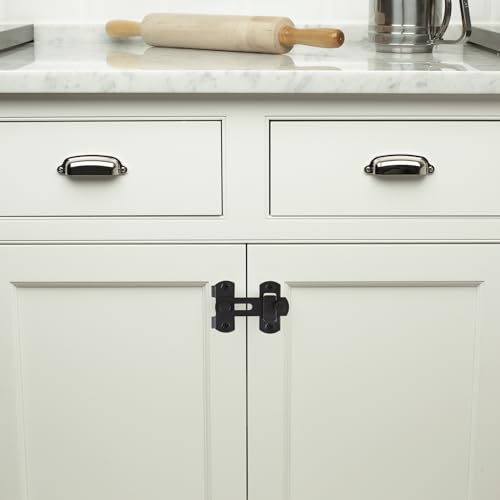 Acrux7 8 Pack Barn Door Latch Lock 2.75”x2” Black Stainless Steel Flip Door Latches Hardware Sliding Cabinet Barn Door Latch Antique Lock Gate Latches Wine Cabinet Closet Door Latches (Matte Black)