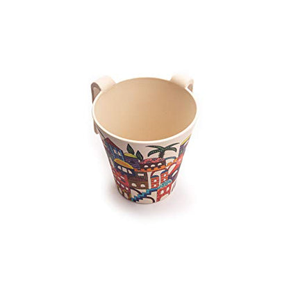 EMANUEL Yair Bamboo Hand Washing Cup for Netilat Yadayim Traditional Jewish Judaica (Jerusalem NYO-3) - style: Jerusalem NYO-3
