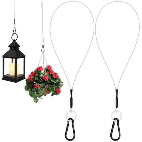 SDTC Tech 2 Pack Hanging Straps with Carabiner Hook 10 Inch Hanging Chain Cable Rope for Bird Feeders, Tree, Plant Extenders, Lanterns, Yard Christmas Decorations - size: 10INCH-2PCS