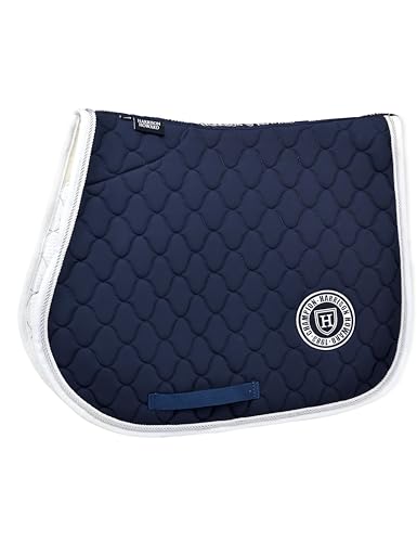 Harrison Howard English Saddle Pad for Horses, Cushioned Breathable Riding Pad, High Wither Contoured All Purpose - color: Navy